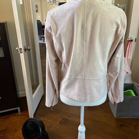 Ivanka Trump Pink Faux Suede Leather Zip Up Moto Jacket Womens Small EUC - Picture 5 of 8